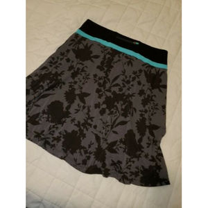 Dakini Black/gray/teal stretchy Skirt Womens sz Med Exercise/golf/fun zip pocket